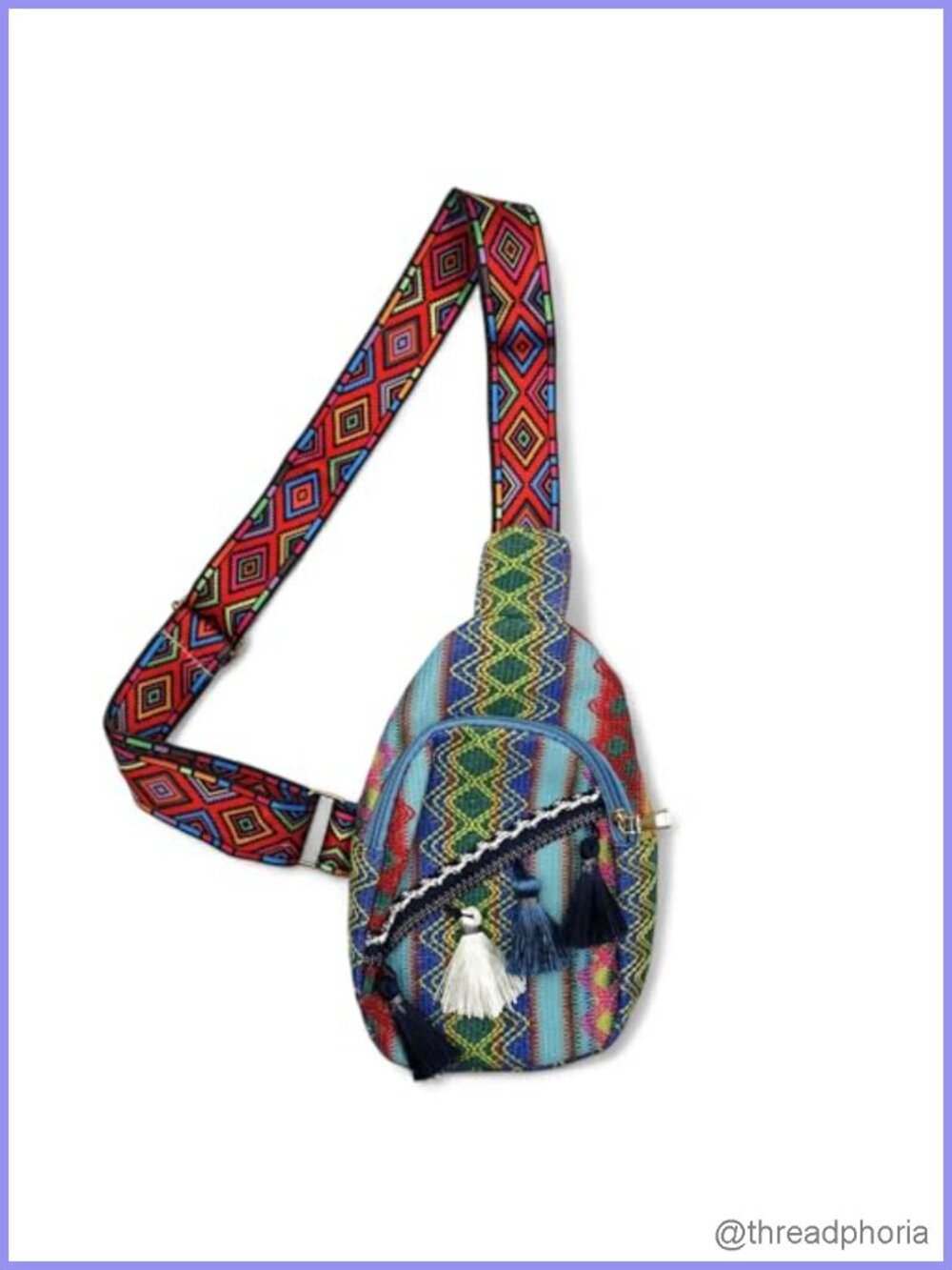 Boho Vegan Leather Crossbody Sling Bag with Adjustable Strap Travel Purse